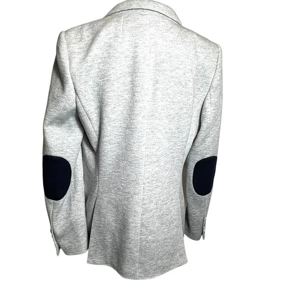 TOMMY HILFIGER Blazer Jacket‎ Women's 12 Gray Navy Preppy Elbow Patches Fitted - Picture 3 of 14